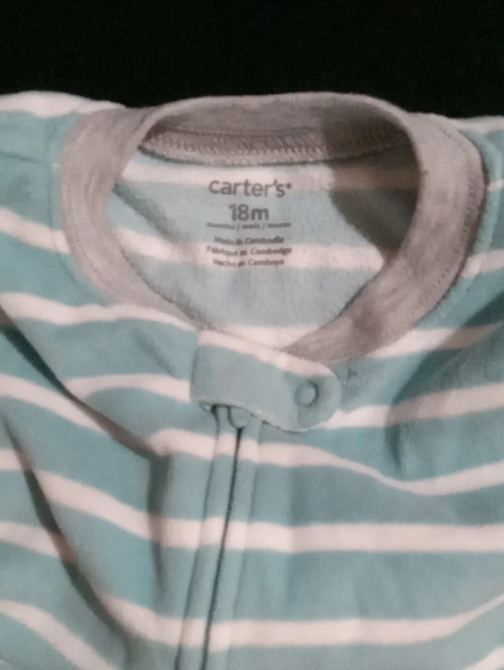 Carter's Aqua and White Striped Dino Footed Sleeper